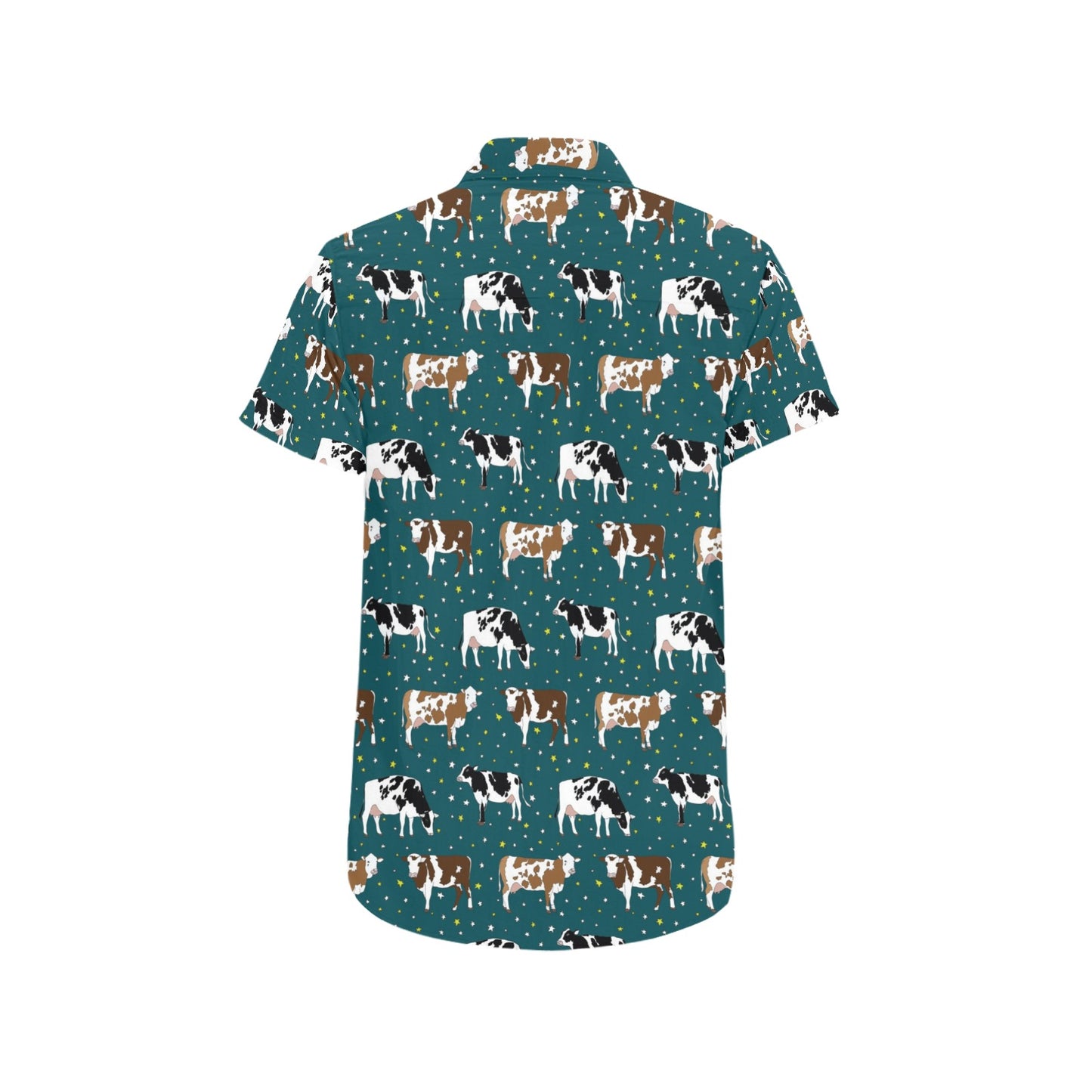 Cattle Print Design LKS404 Men Short Sleeve Button Up Shirt