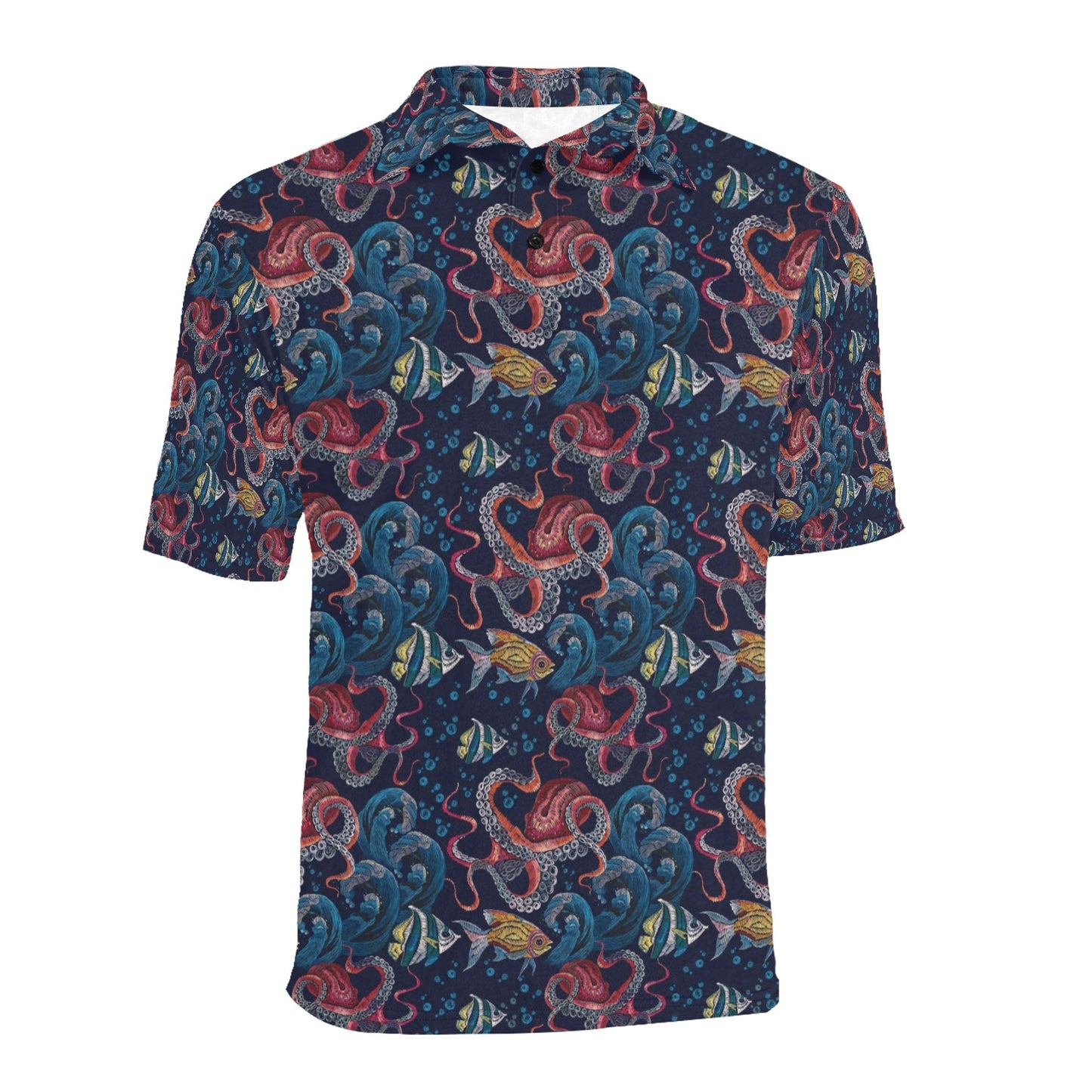 Underwater Giant Squid Print Design LKS302 Men Polo Shirt