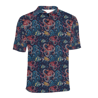 Underwater Giant Squid Print Design LKS302 Men Polo Shirt