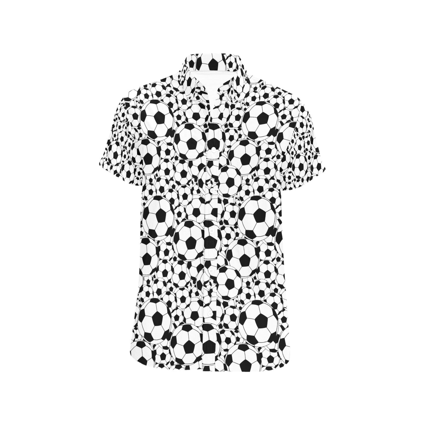 Soccer Ball Print Design LKS301 Men Short Sleeve Button Up Shirt