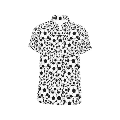 Soccer Ball Print Design LKS301 Men Short Sleeve Button Up Shirt