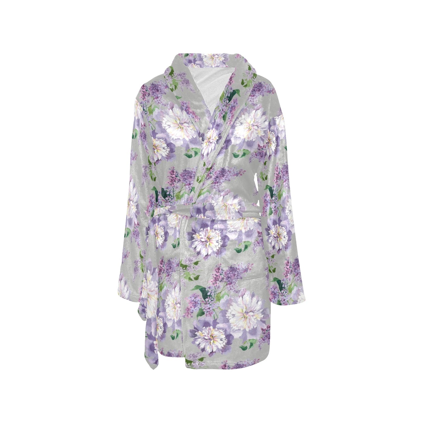 Lilac Pattern Print Design LI07 Women's Fleece Robe