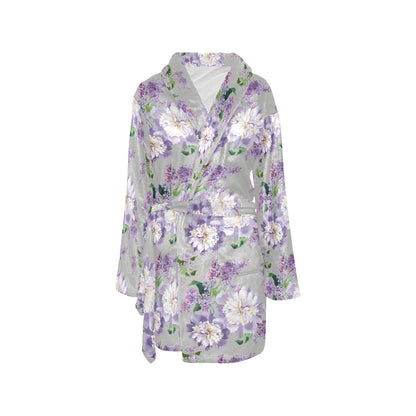 Lilac Pattern Print Design LI07 Women's Fleece Robe
