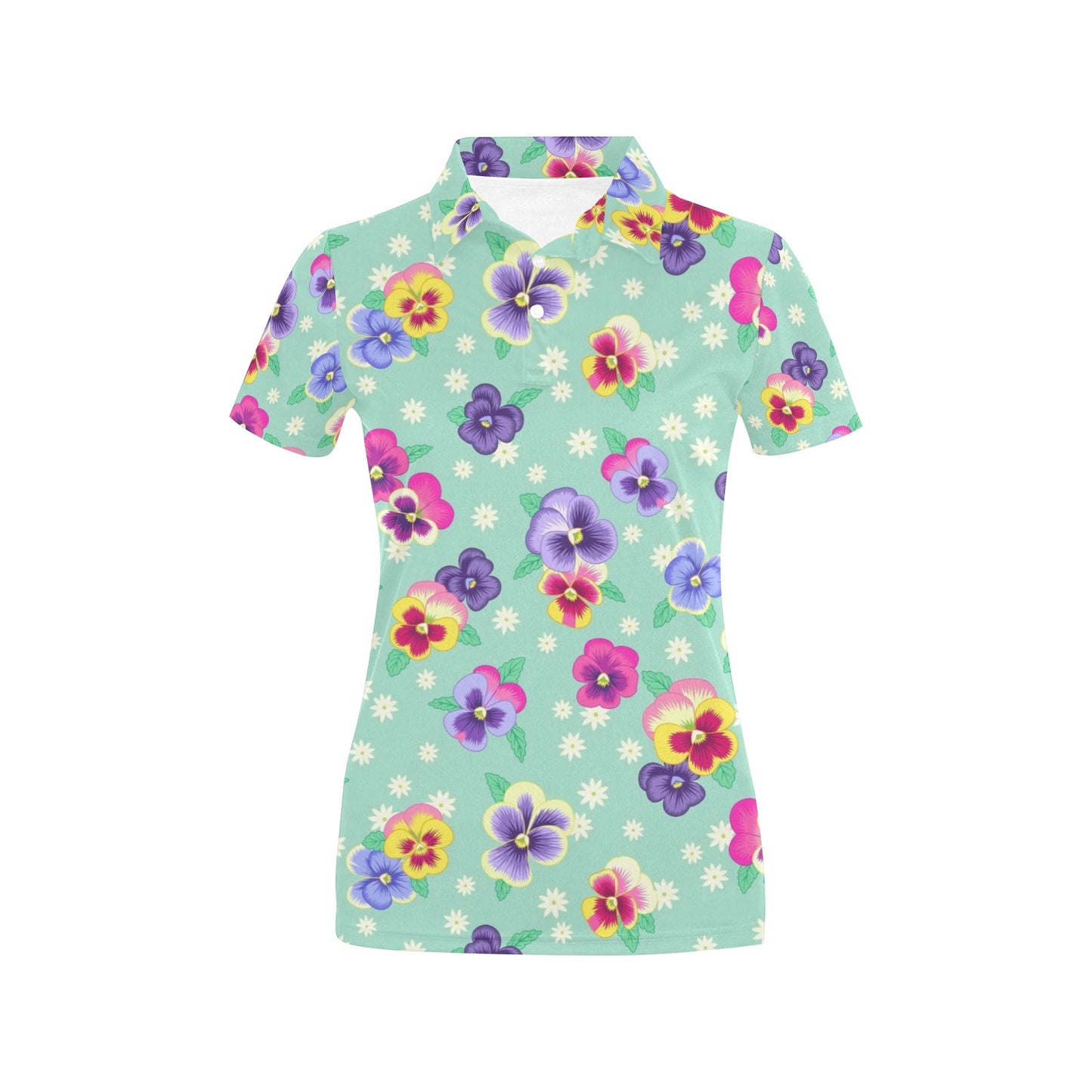 Pansy Pattern Print Design PS08 Women's Polo Shirt