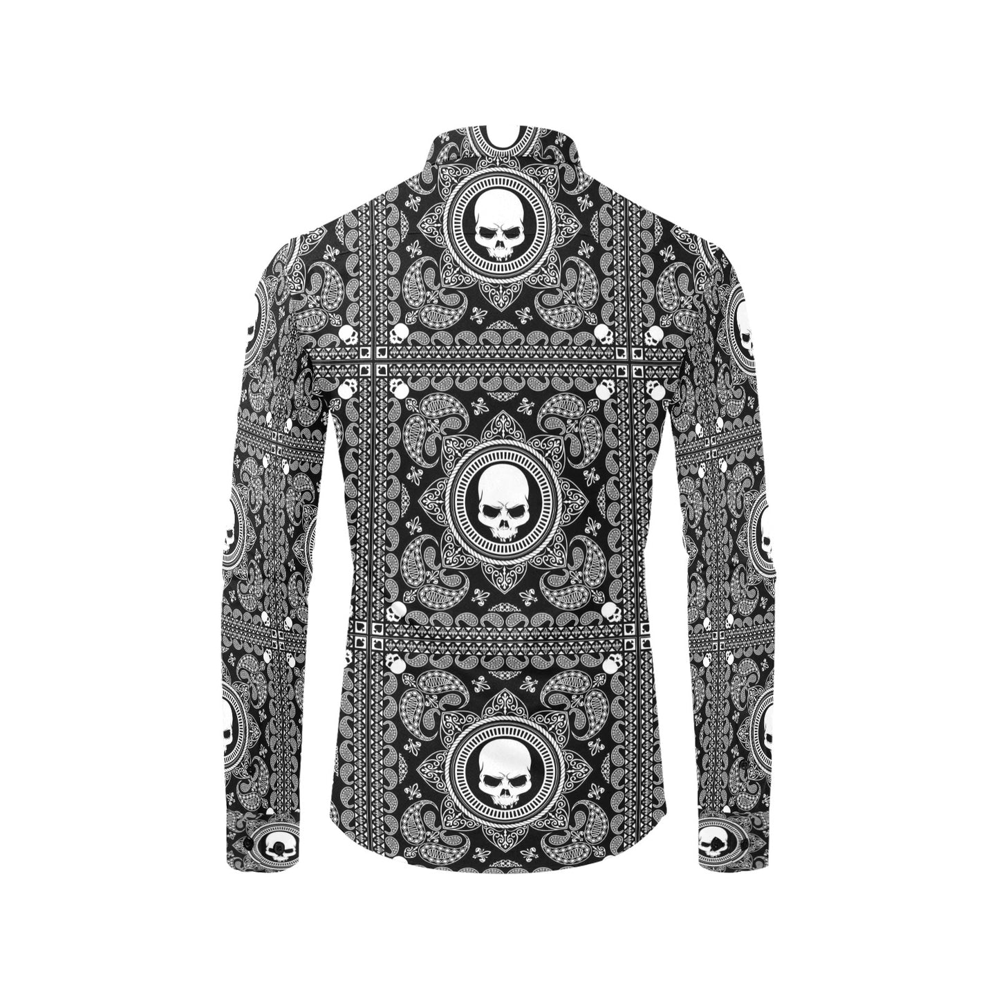 Bandana Skull Print Design LKS303 Men's Long Sleeve Dress Shirt