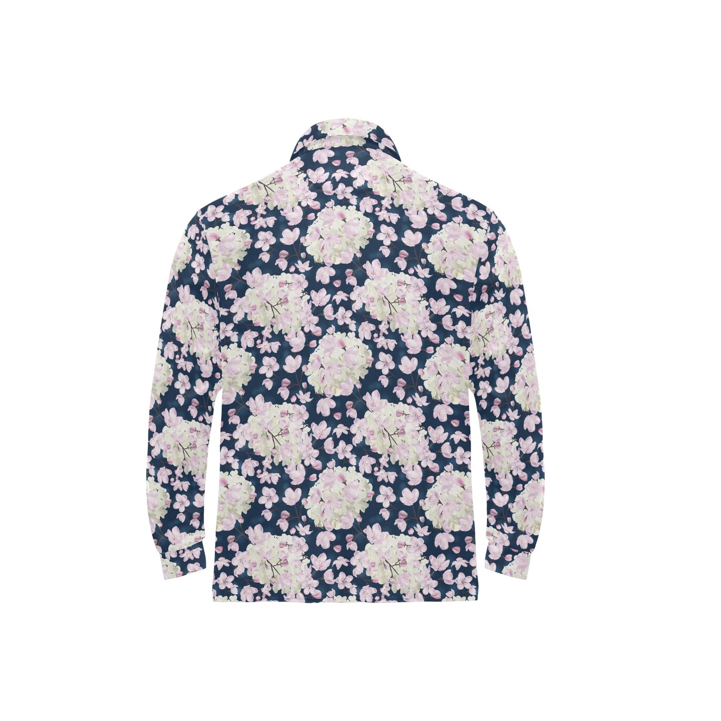 Sakura Print Design LKS305 Long Sleeve Polo Shirt For Men's