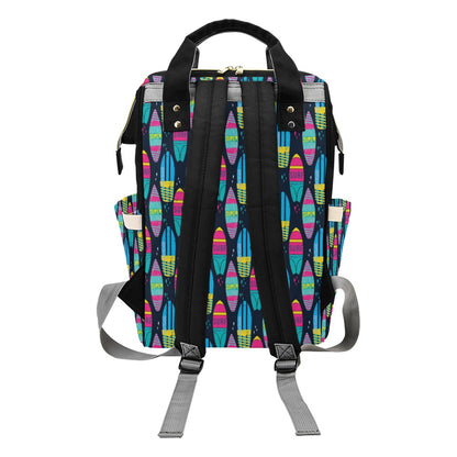 Surfboard Colorful Print Design LKS302 Diaper Bag Backpack