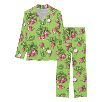 Radish Pattern Print Design A05 Women's Long Pajama Set