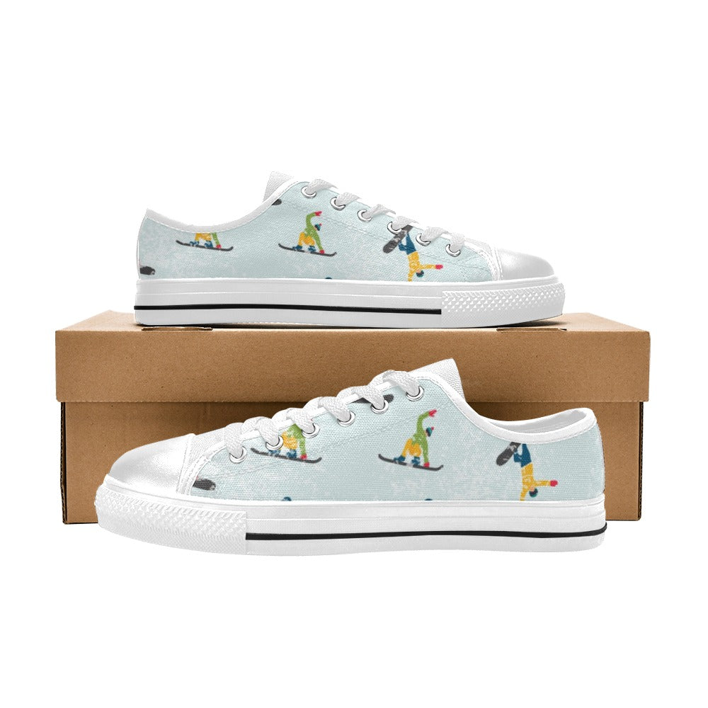 Snowboard Print Design LKS304 Women's White Low Top Shoes