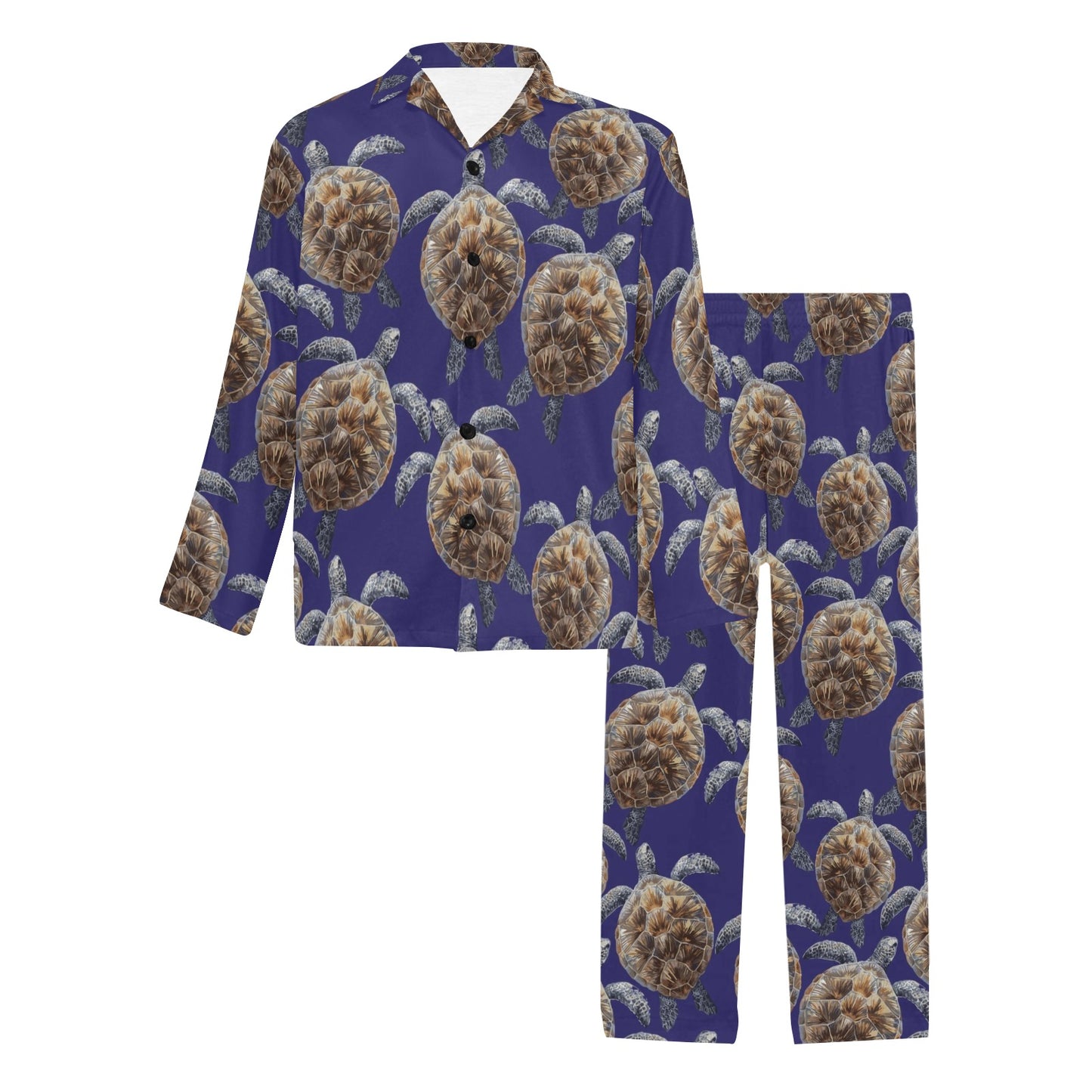 Sea Turtle Pattern Print Design T05 Men's Long Pajama Set