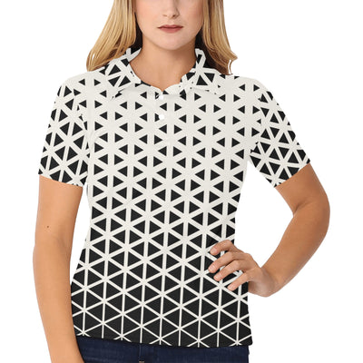 Geometric Black White Pattern Print Design 03 Women's Polo Shirt