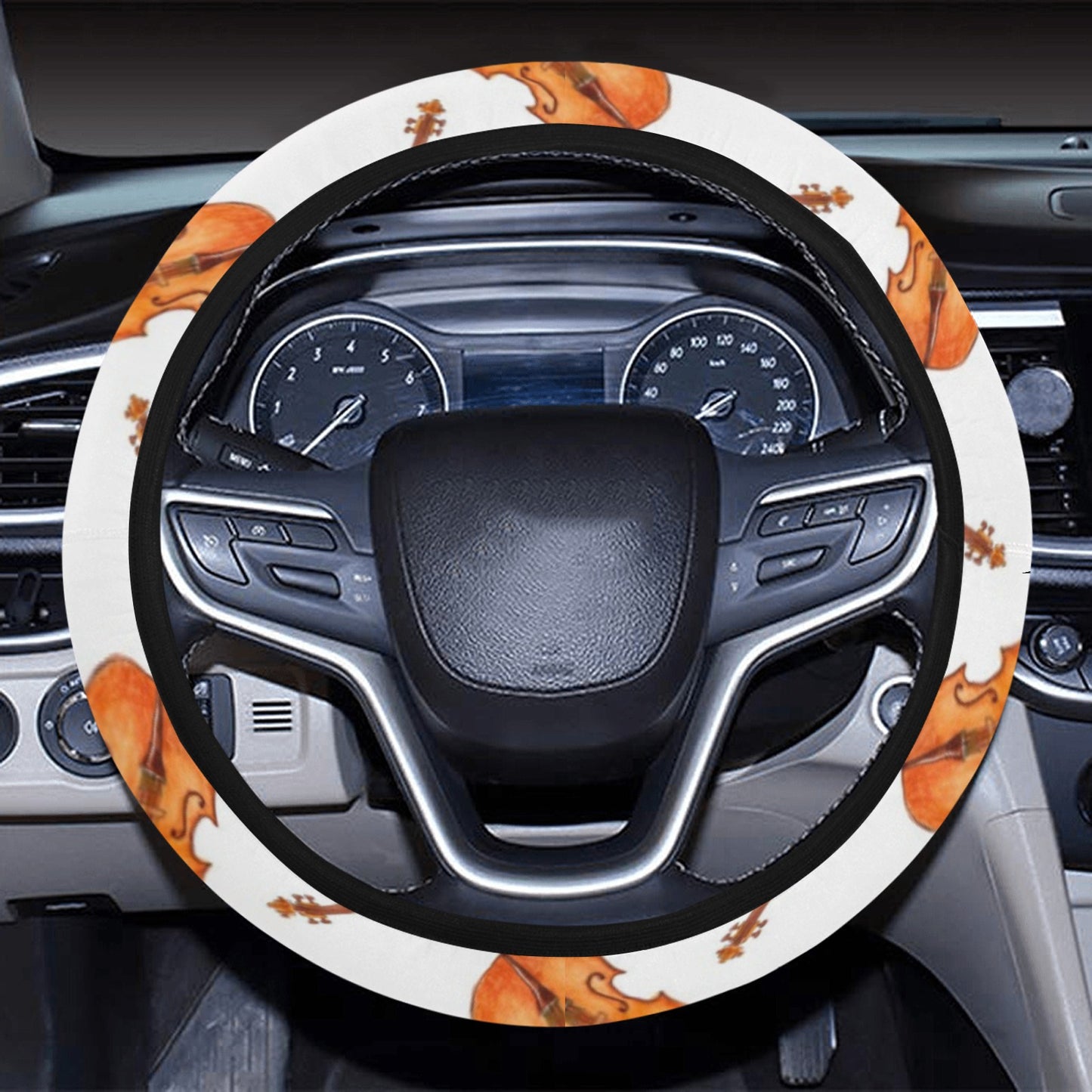 Violin Print Design LKS401 Steering Wheel Cover with Elastic Edge