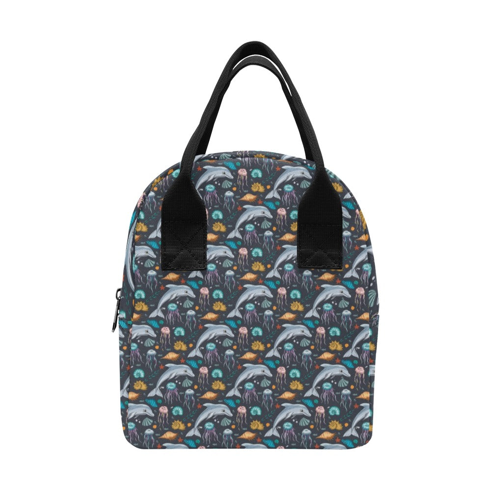 Underwater Dolphin Print Design LKS304 Insulated Lunch Bag