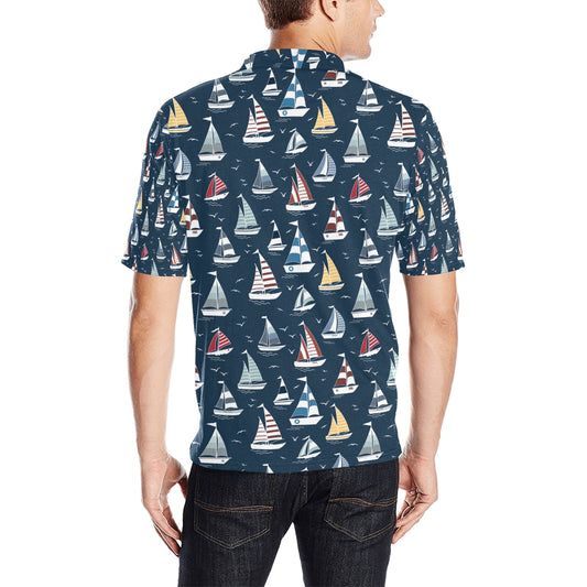Sailboat Print Design LKS306 Men Polo Shirt