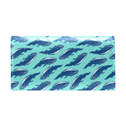 Whale Polka Dot Design Themed Print Women's Trifold Wallet