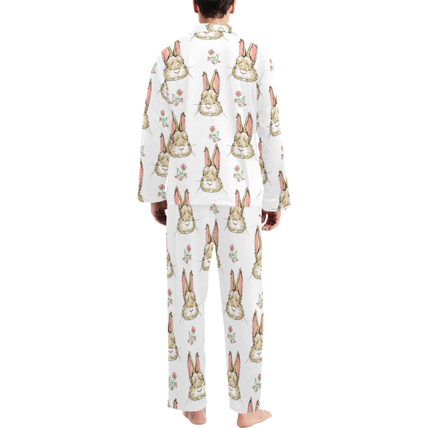 Rabbit Pattern Print Design RB09 Men's Long Pajama Set