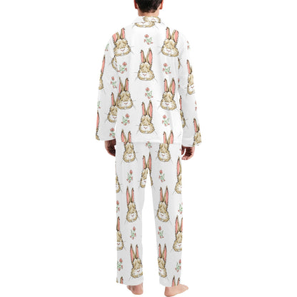 Rabbit Pattern Print Design RB09 Men's Long Pajama Set