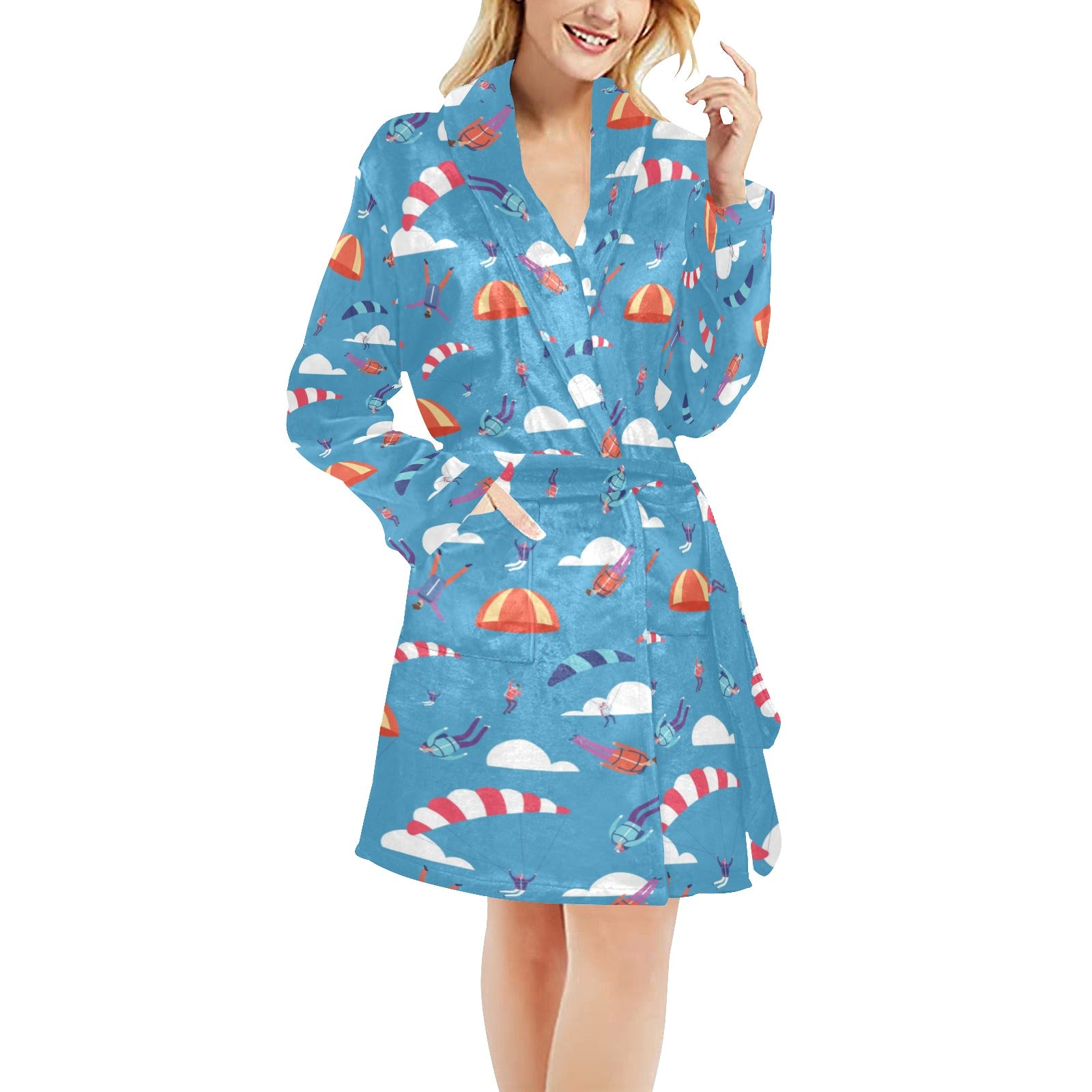 Skydiver Print Design LKS306 Women's Fleece Robe