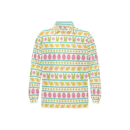 Easter Eggs Pattern Print Design RB016 Long Sleeve Polo Shirt For Men's