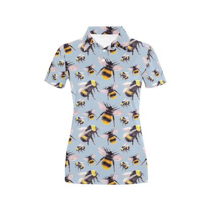 Bee Pattern Print Design BEE08 Women's Polo Shirt