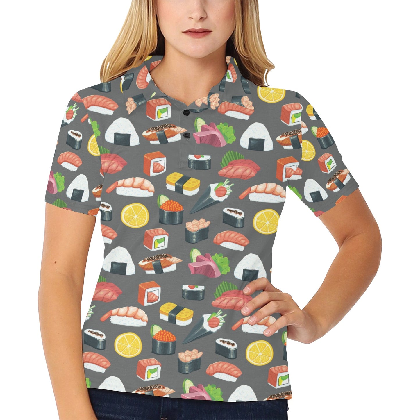 Sushi Print Design LKS302 Women's Polo Shirt