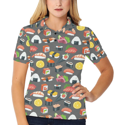 Sushi Print Design LKS302 Women's Polo Shirt