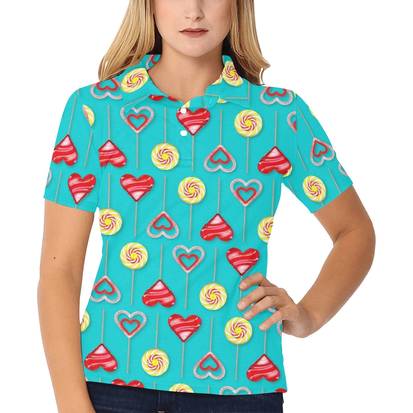 Lollipop Pattern Print Design LL06 Women's Polo Shirt