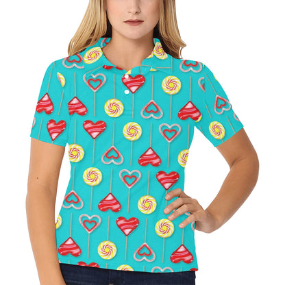 Lollipop Pattern Print Design LL06 Women's Polo Shirt