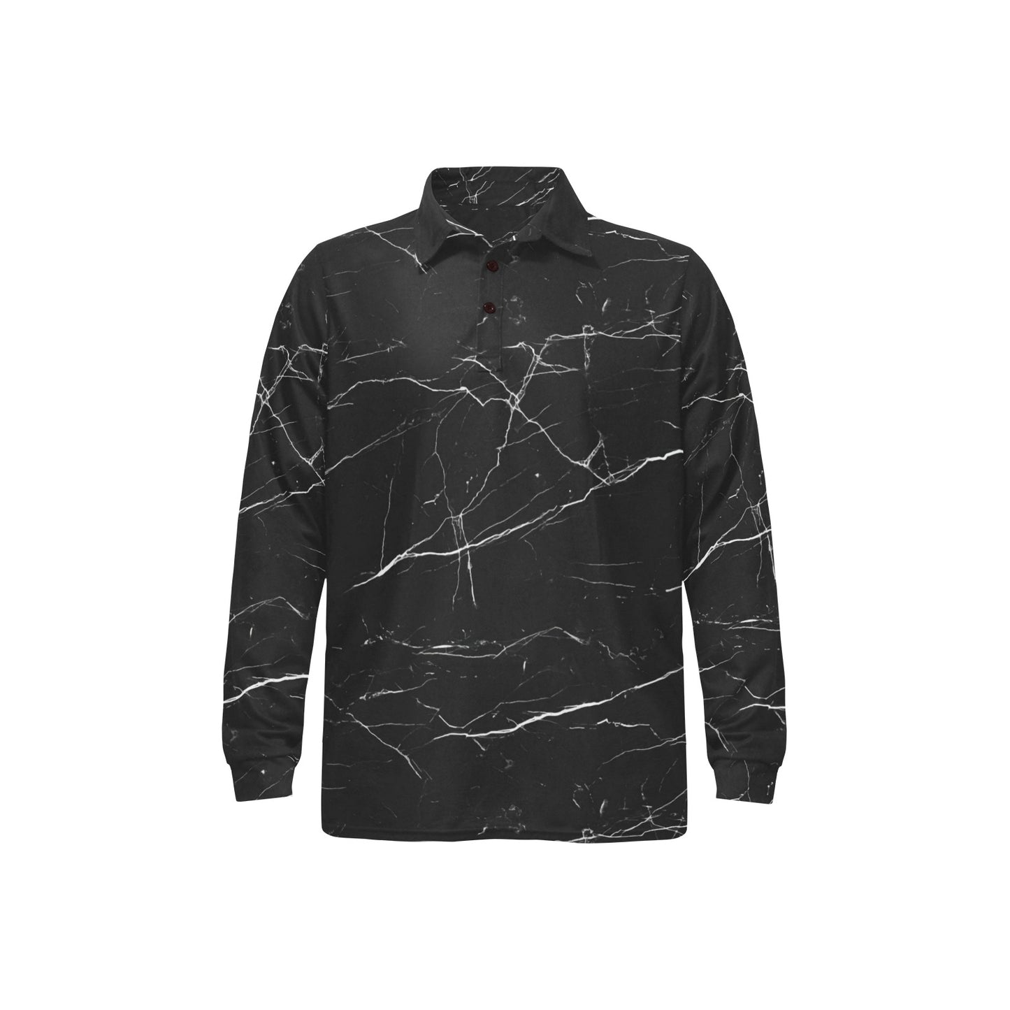 Marble Pattern Print Design 04 Long Sleeve Polo Shirt For Men's