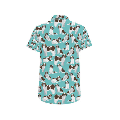 St Bernards Print Design LKS302 Men Short Sleeve Button Up Shirt