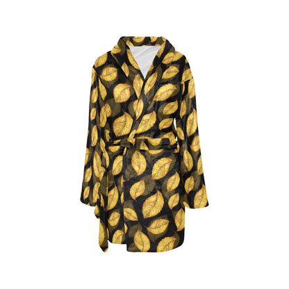 Elm Leave Summer Print Pattern Women's Fleece Robe