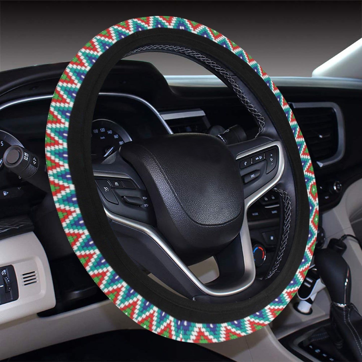Southwest Pattern Print Design LKS302 Steering Wheel Cover with Elastic Edge