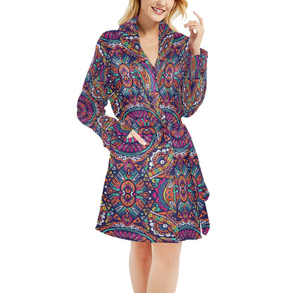 Boho Pattern Print Design 06 Women's Fleece Robe
