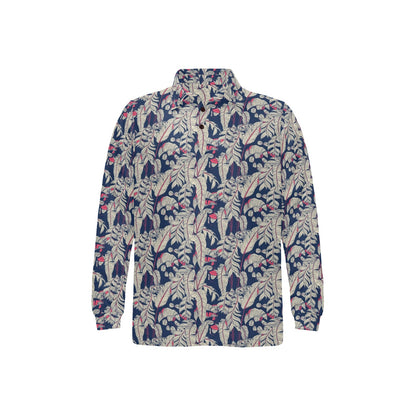 Bird Of Paradise Pattern Print Design 03 Long Sleeve Polo Shirt For Men's