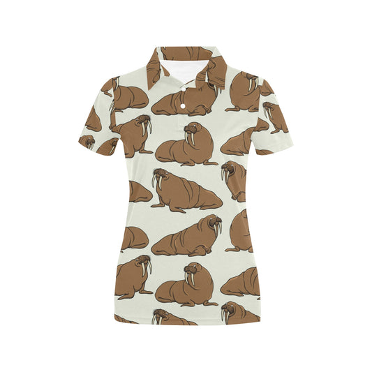 Walrus Pattern Print Design 03 Women's Polo Shirt