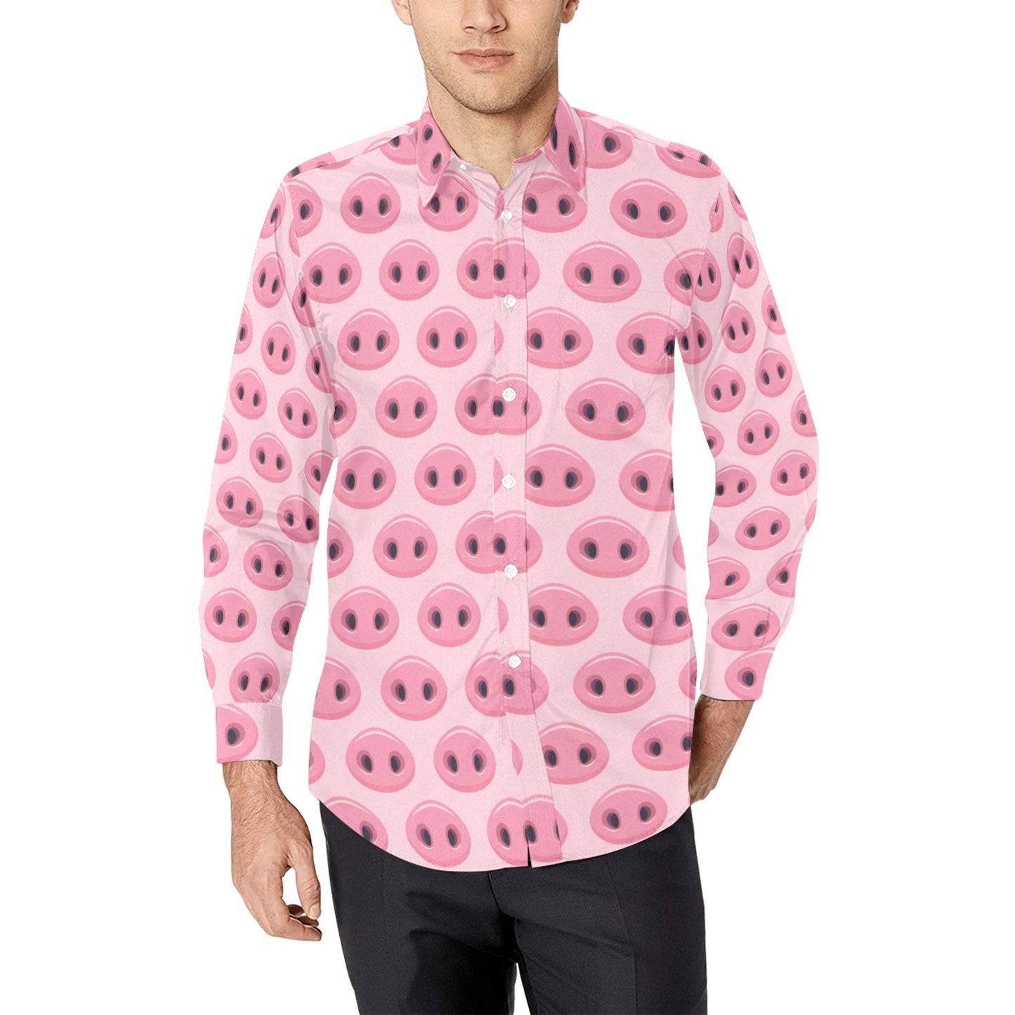 Pig Print Design LKS401 Men's Long Sleeve Dress Shirt
