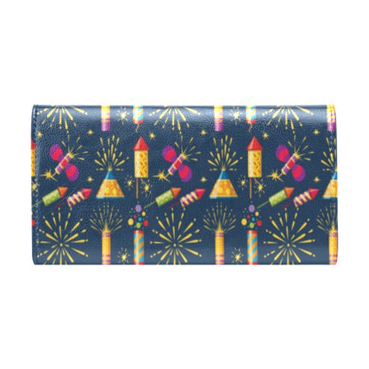 Firework Sparkling Rockets Print Design LKS306 Women's Trifold Wallet