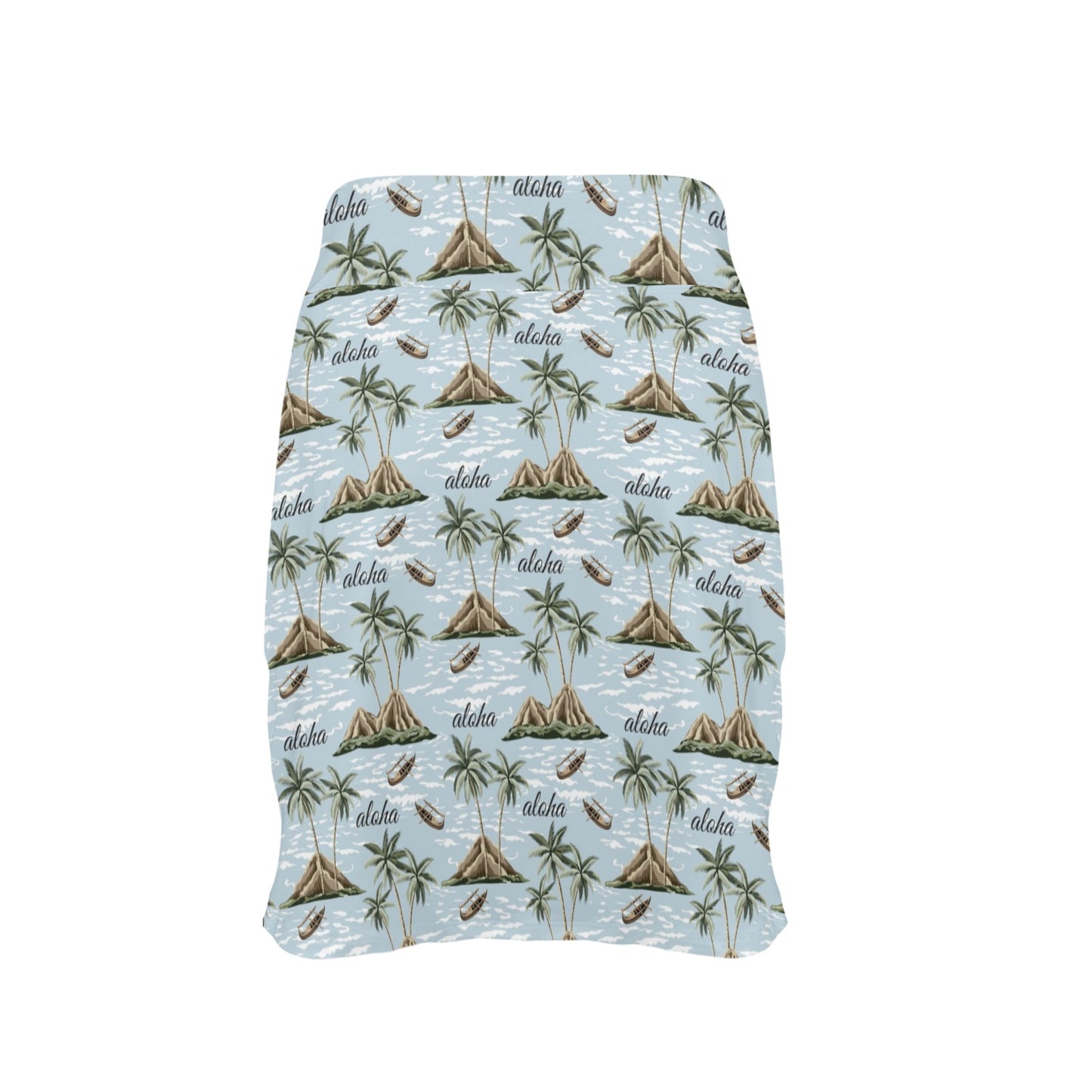 Aloha Hawaii island Design Themed Print 17" Golf & Pickleball Skort with Pockets