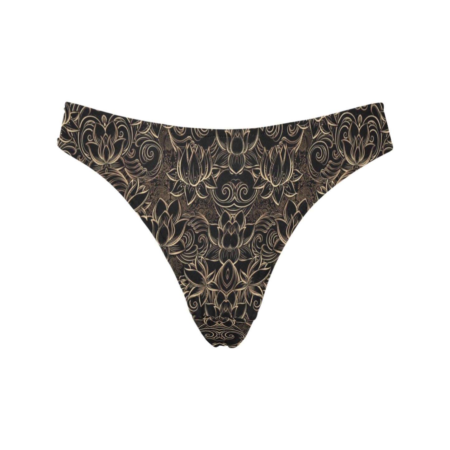 Lotus Gold Mandala Design Themed Women's Thongs