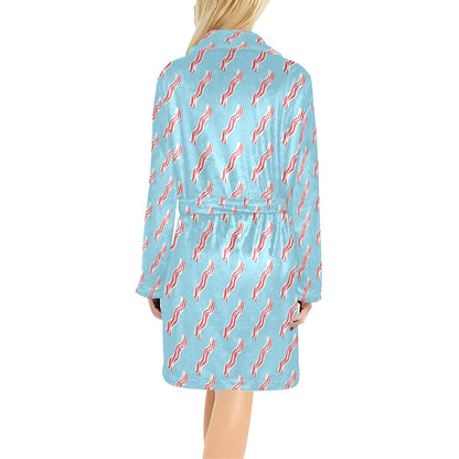 Bacon Pattern Print Design 03 Women's Fleece Robe