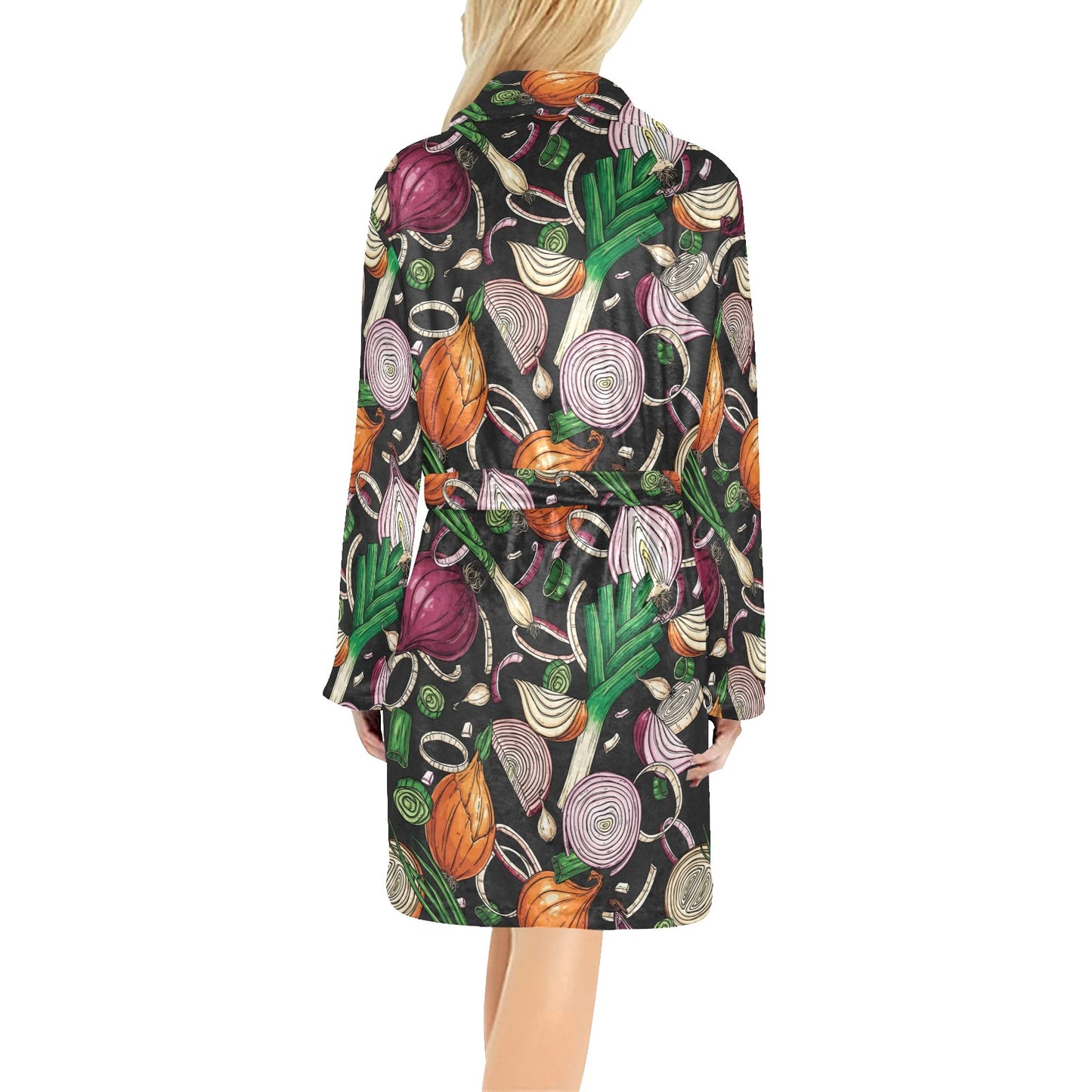 Onion Pattern Print Design A03 Women's Fleece Robe