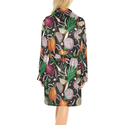 Onion Pattern Print Design A03 Women's Fleece Robe