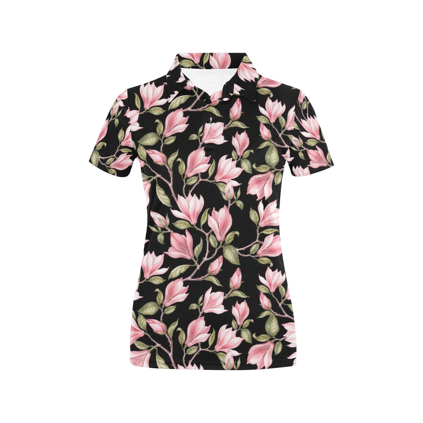 Magnolia Pattern Print Design MAG03 Women's Polo Shirt