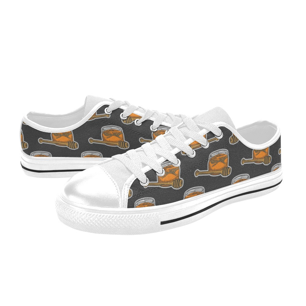 Honey Bee Print Design LKS305 Women's White Low Top Shoes