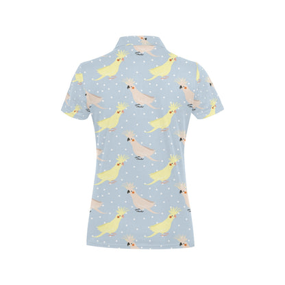Cockatiel Pattern Print Design 03 Women's Polo Shirt