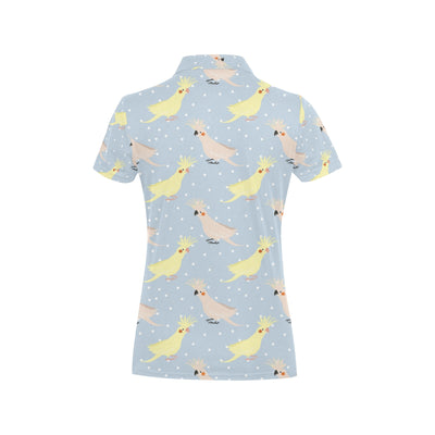 Cockatiel Pattern Print Design 03 Women's Polo Shirt