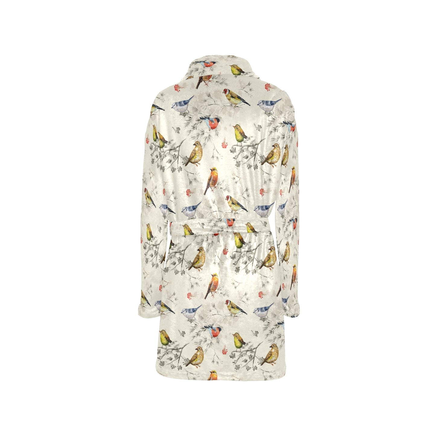 Bird Watercolor Design Pattern Women's Fleece Robe