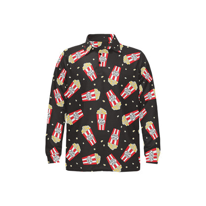 Popcorn Pattern Print Design A01 Long Sleeve Polo Shirt For Men's