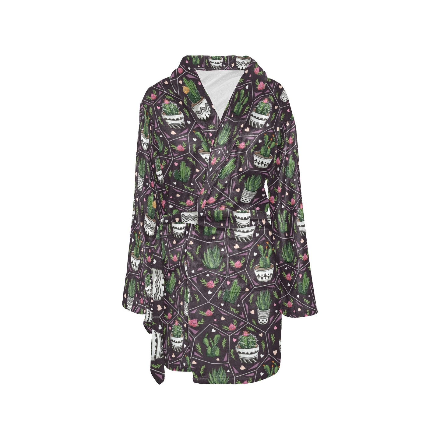Cactus Pattern Print Design 03 Women's Fleece Robe