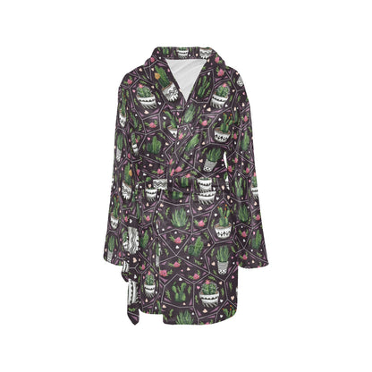Cactus Pattern Print Design 03 Women's Fleece Robe